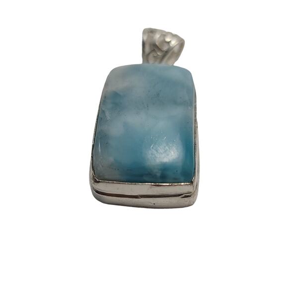 Tranquil Blue Larimar Silver Pendant (1.5") with 18" Necklace - Picture 2 of 8